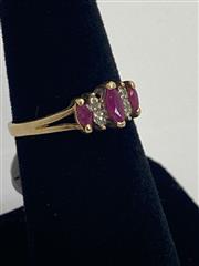 10K Women's Marquise Cut Ruby and Diamond Ring Yellow Gold 1.6g Size 6